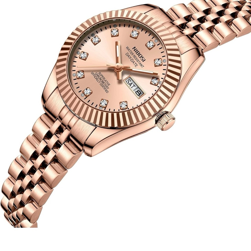 Watches for Women Analog Quartz Stainless Steel Dial with Day Date Luminous